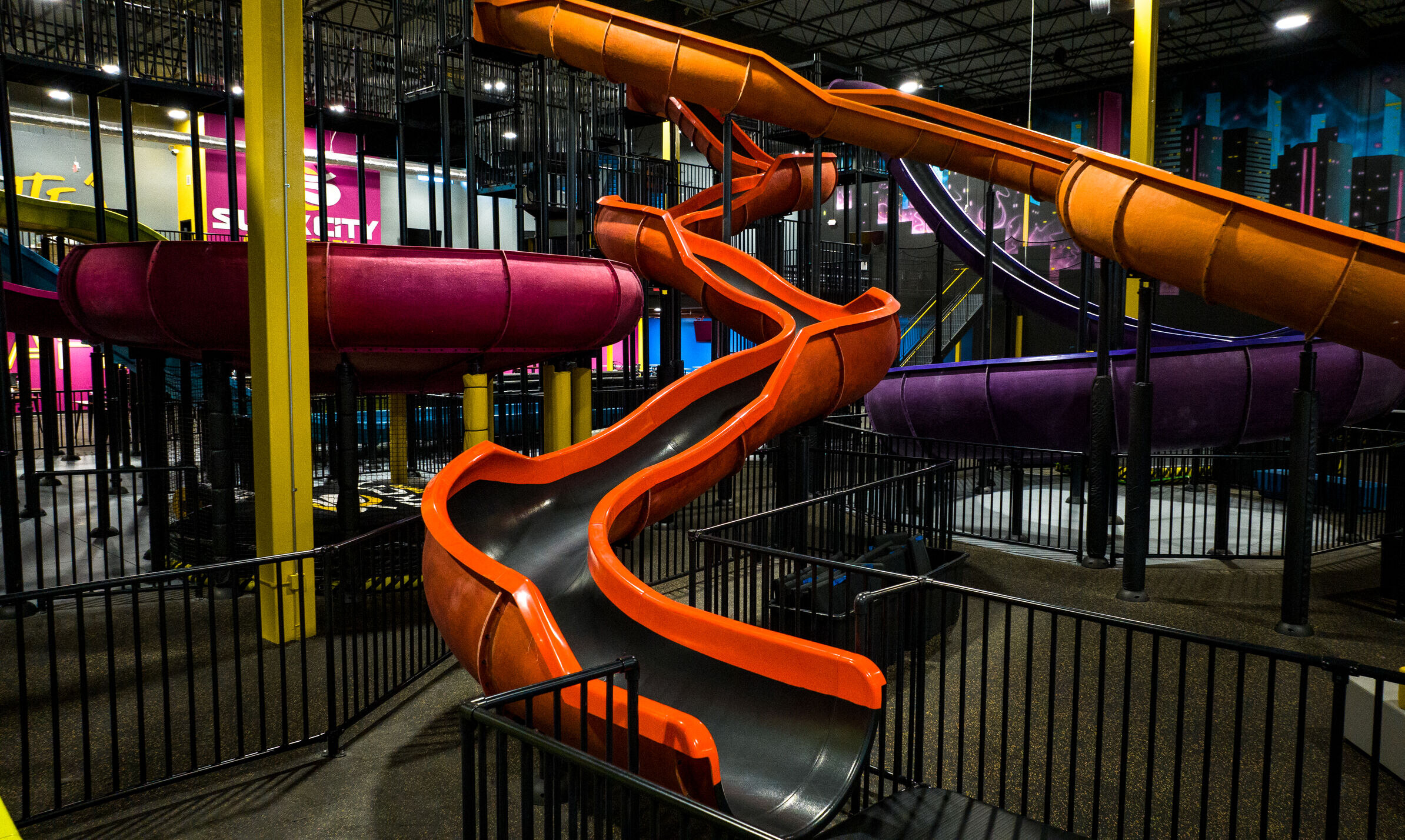 Indoor slides at Slick City